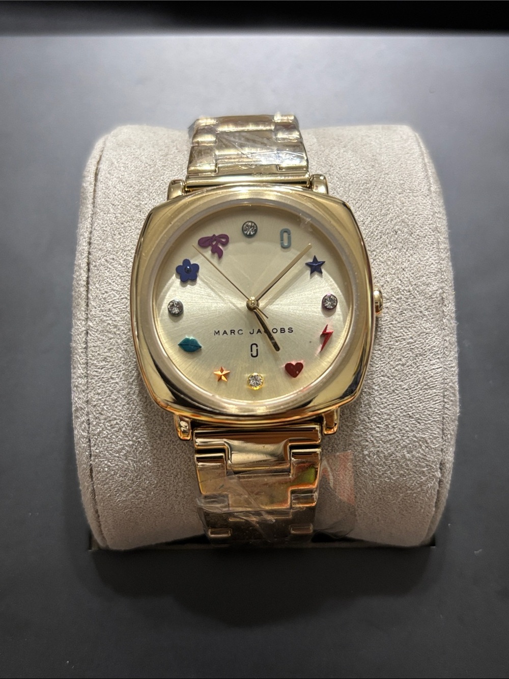Marc Jacobs Gold-tone Bracelet Watch with Multicolor Charm Markers